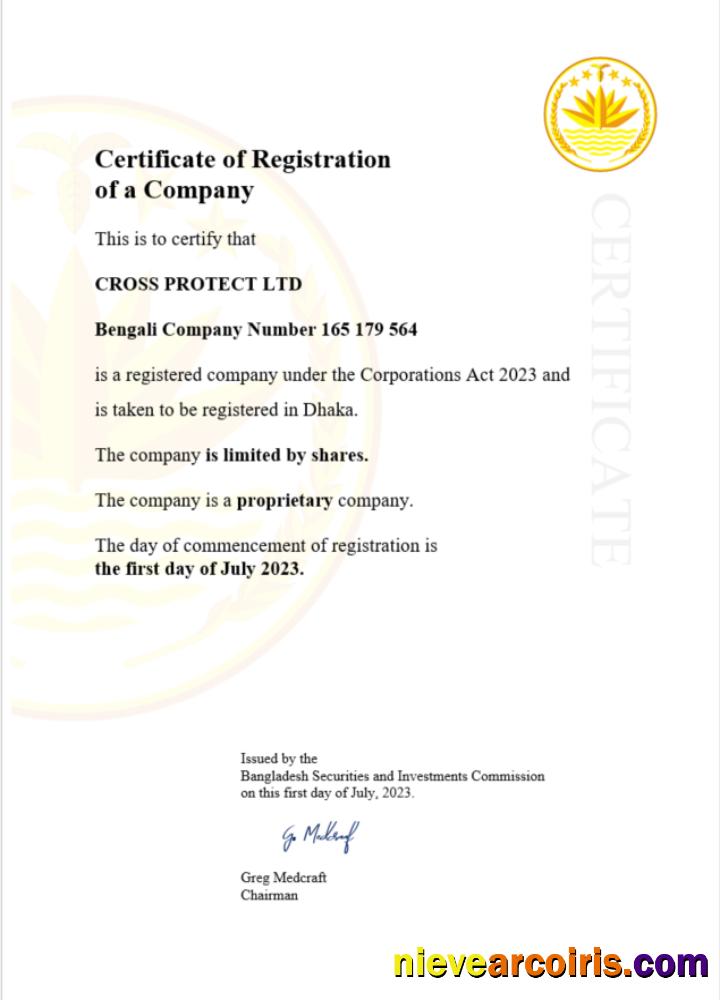 Bangladesh certificate of registration